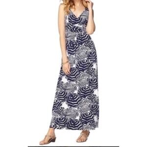 Lilly Pulitzer Sloane Maxi "Oh Cabana" Women's Dress Navy White Tropical Size M